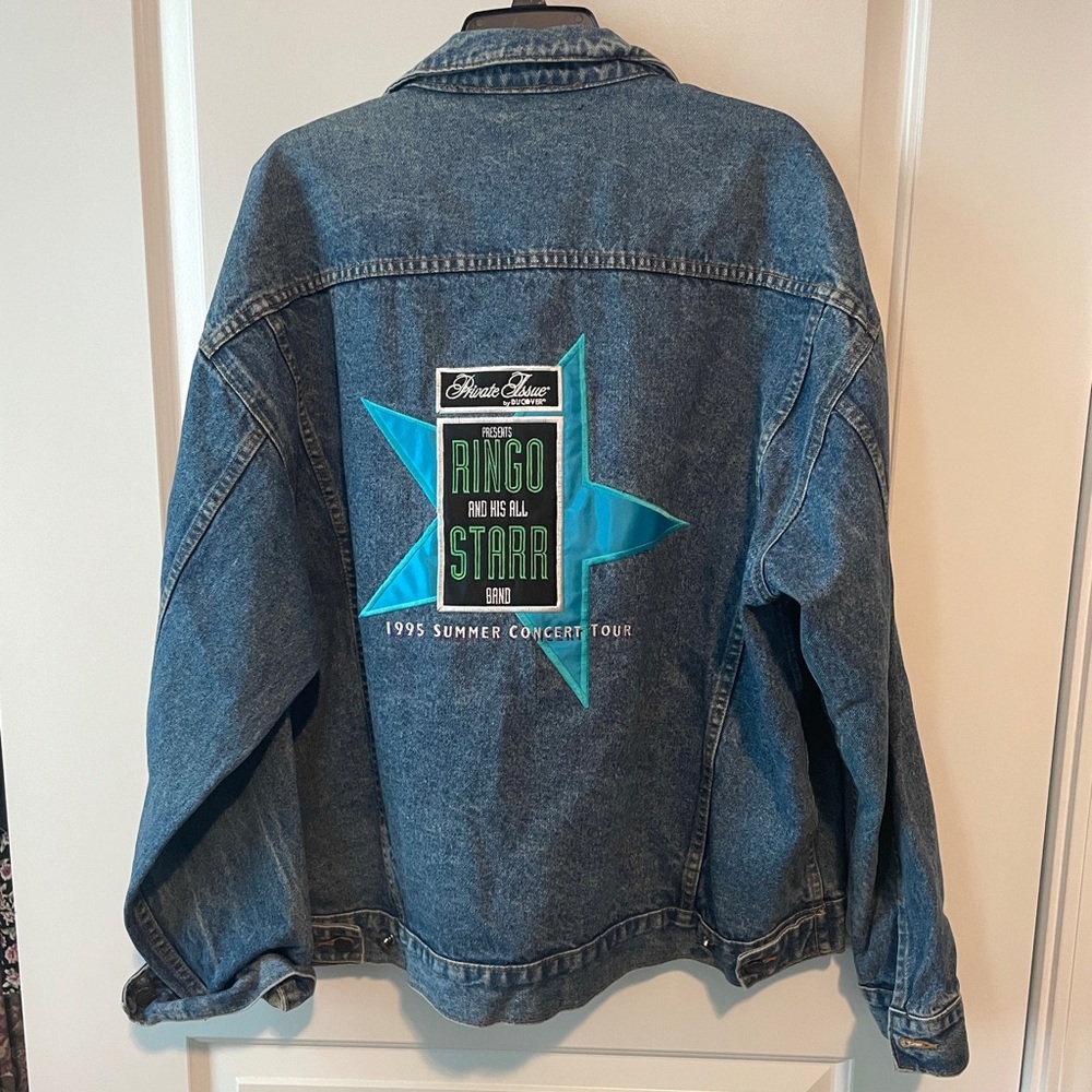 Authentic Ringo Starr Vintage Denim Jean Jacket with Star Design XL